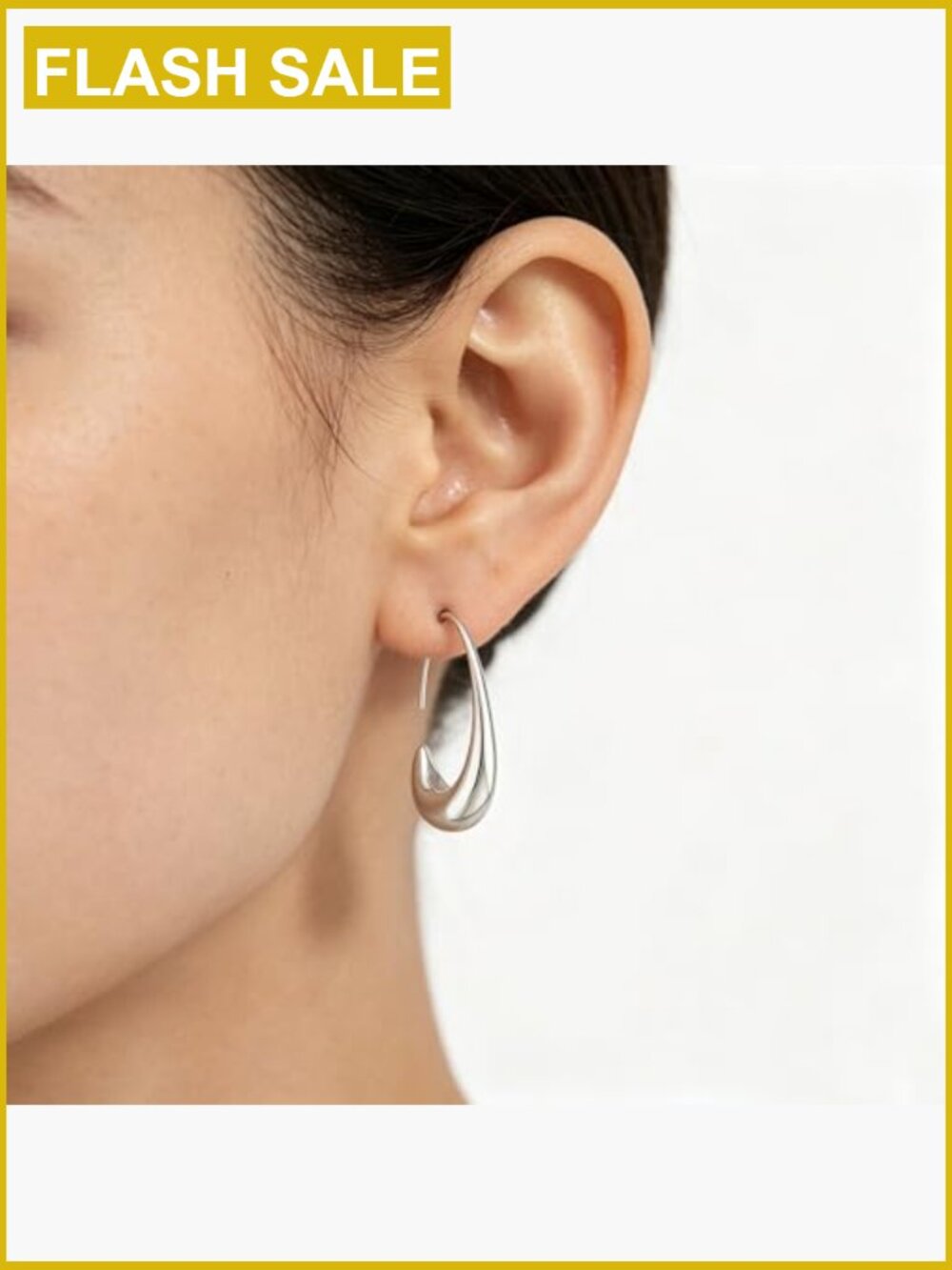 Chunky Drop Hoop Earrings Sterling Silver Plated 35mm View 5